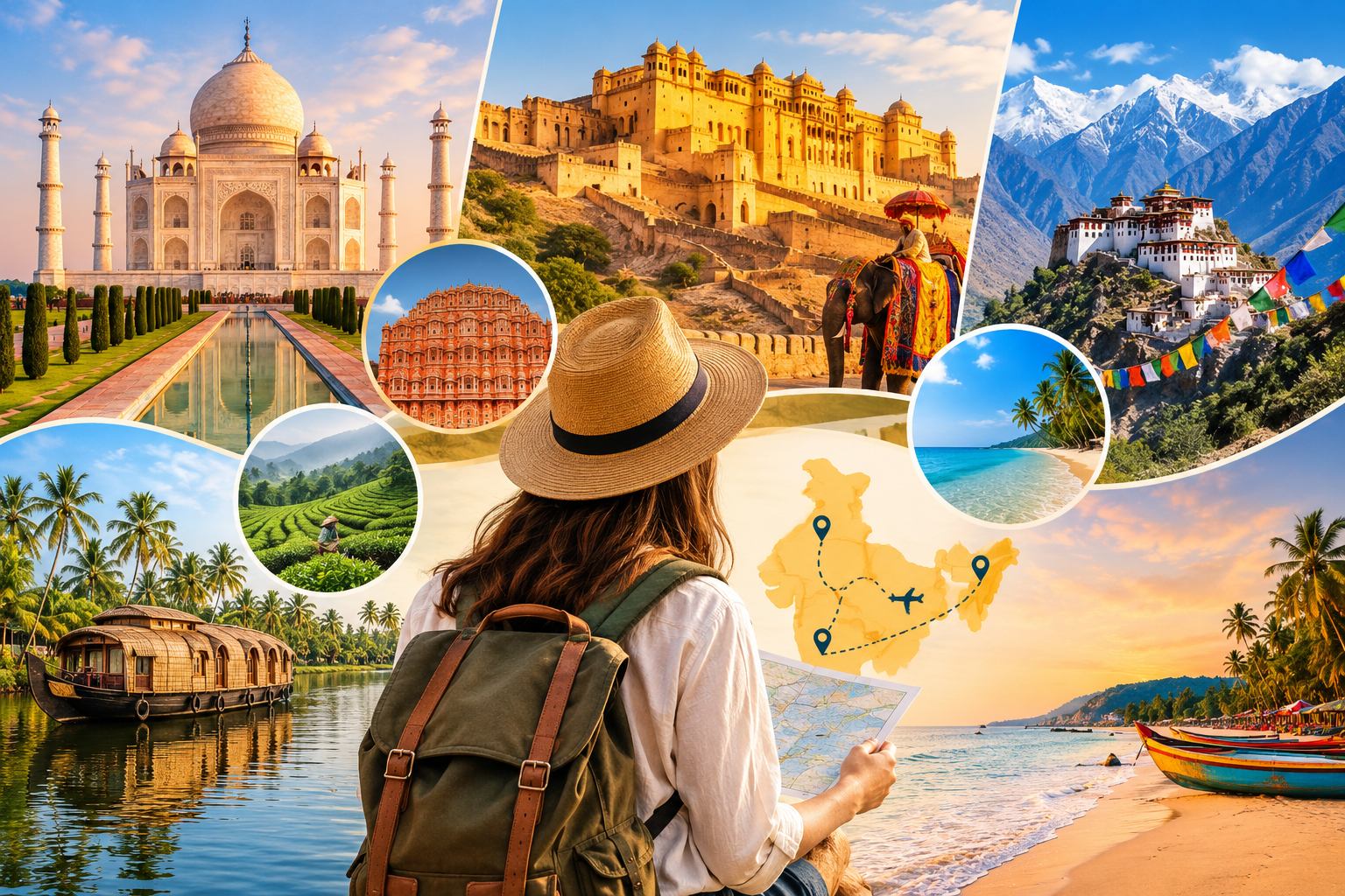 Voyage en Inde : Taj Mahal, palais du Rajasthan, Himalaya, backwaters du Kerala et plages tropicales.